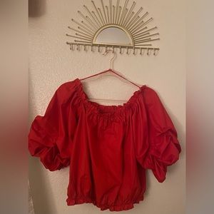 Forever 21, Off the Shoulder Red Top, Large, ballon sleeves